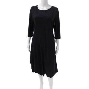 Porto Women Trapeze Swing Dress Black Geometric 3/4 Sleeve Size 2
